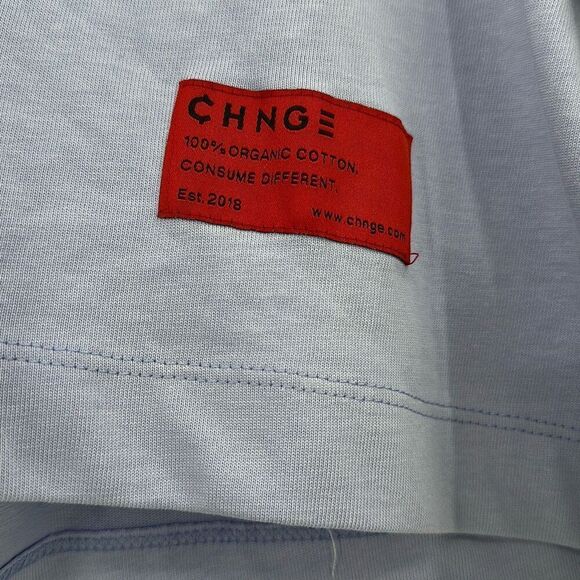 NWT CHNGE Blue Cream 100% Organic Cotton Short Sleeve Crop T-Shirt Small - Picture 4 of 8